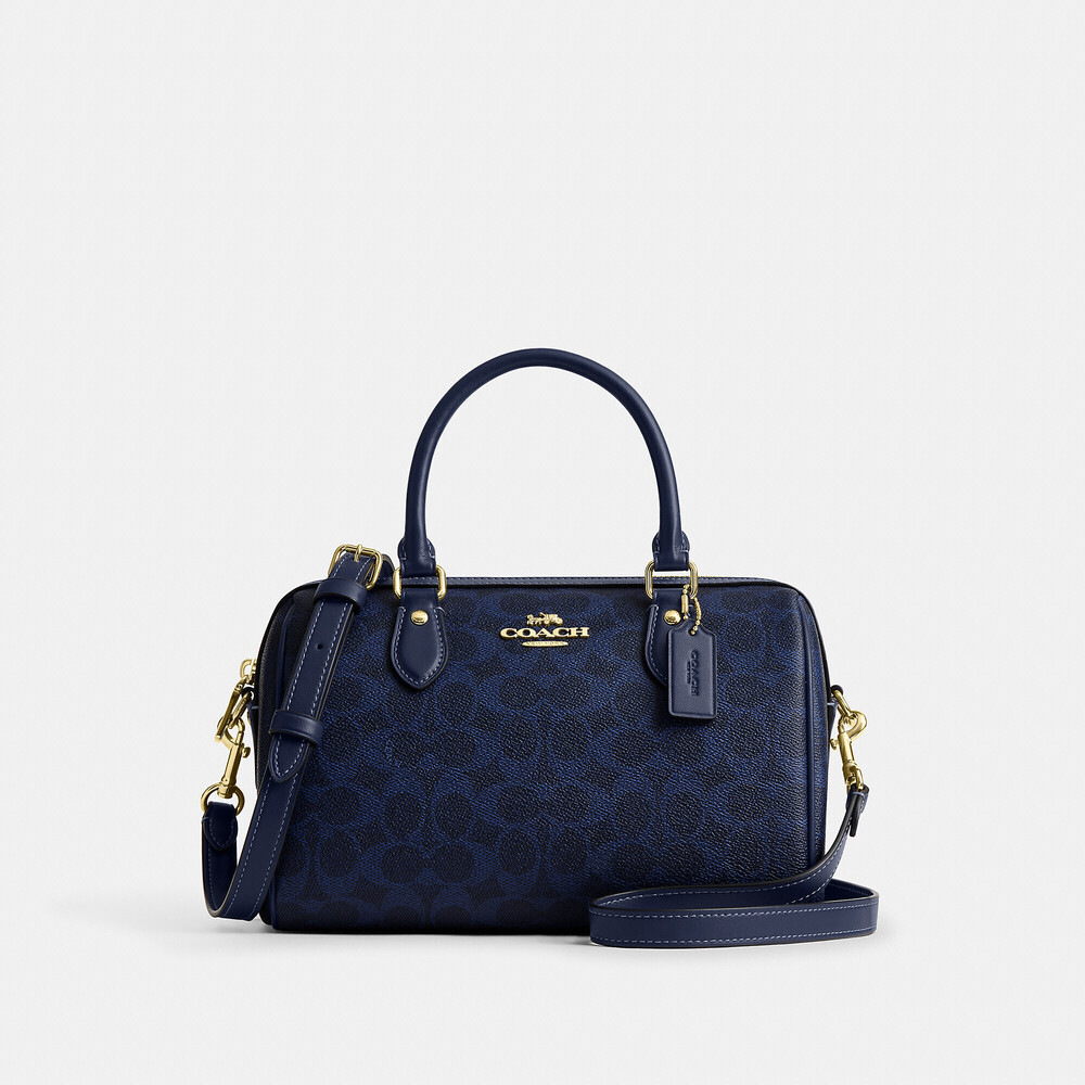Coach Outlet Rowan Satchel Bag In Signature Navy Canvas